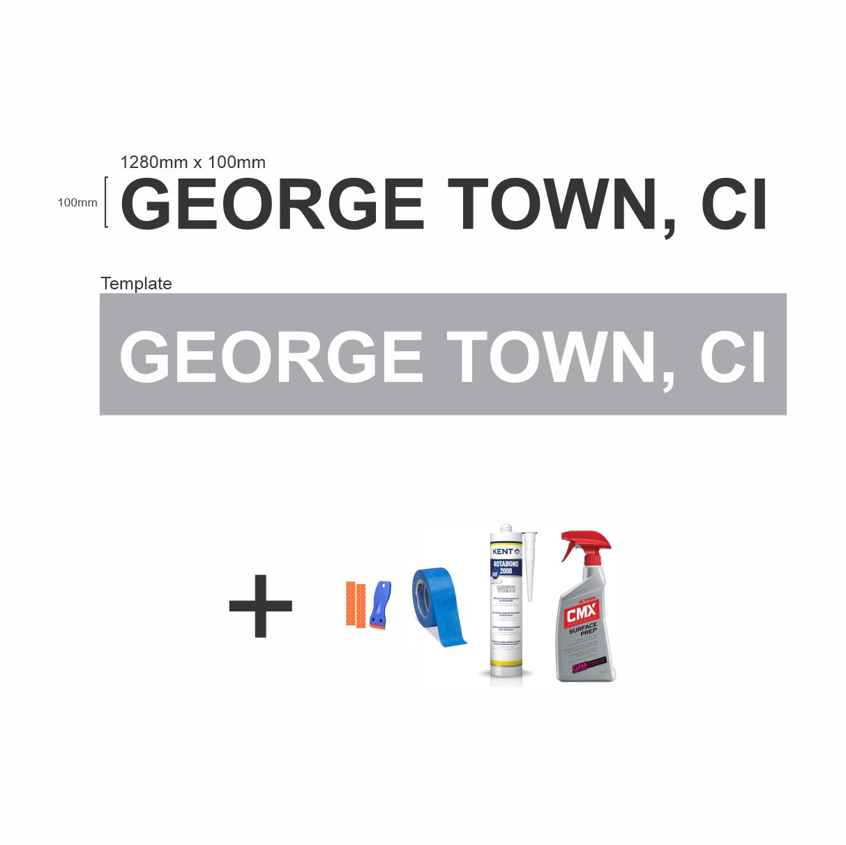 Stainless Steel Hailing Port "GEORGE TOWN, CI" Set for self installation