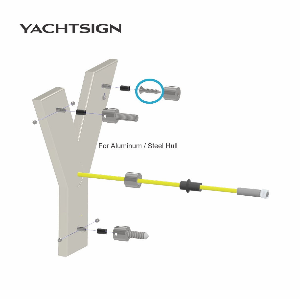 Marine Screw Flat Head 316 Stainless Steel #10-1", 50 pcs